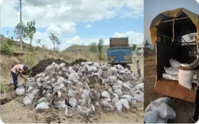 Transport vehicle delivering materials for plantation drive